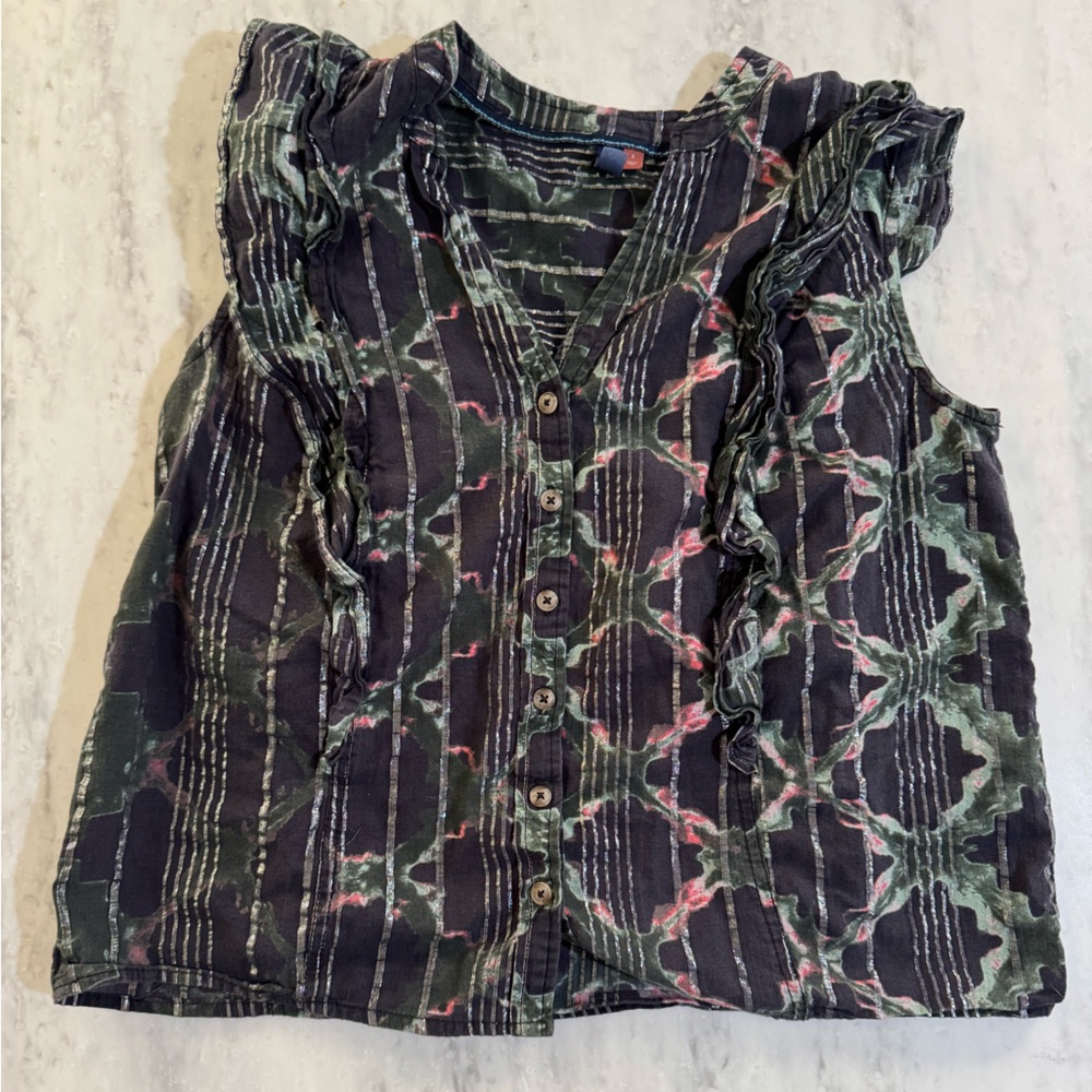 Pilcro Patterned Blouse With Flutter Sleeves - image 1
